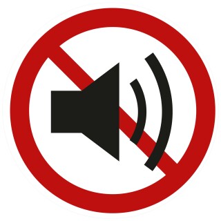 Selbstklebende Aufkleber - Lärm verboten - Piktogramm, Schutz vor Lärmbelästigung, Klingeln, laute Gespräche, Hinweis 20 cm 10 Stück