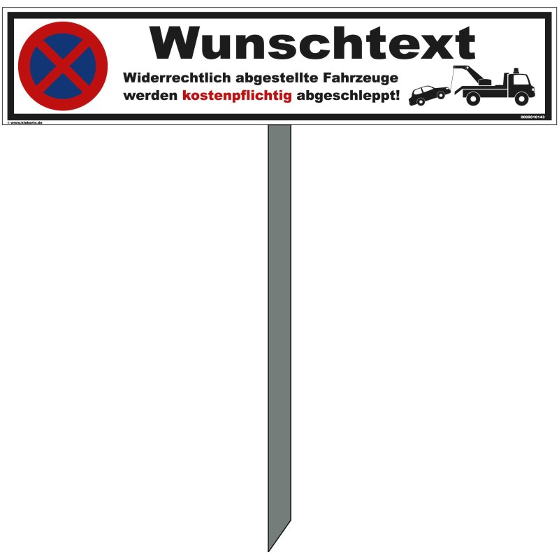 Parkplatzschild - Wunschtext - 52 x 11 cm mit Einschlagpfosten
