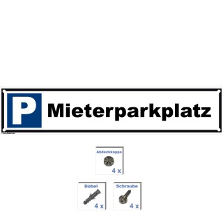 Parkplatzschild - Mieterparkplatz - Parken verboten Verbotsschild Einfahrt freihalten Nur für Mieter Privatgrundstück 52 x 11 cm gelocht & Kit