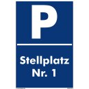 Parkplatzschild - Stellplatz 1 - 20 x 30 cm Verbotsschild...