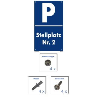 Parkplatzschild - Stellplatz 2 - 20 x 30 cm Verbotsschild Parkverbot Parkverbotsschild Verkehrs-Schilder Einfahrt freihalten parken verboten