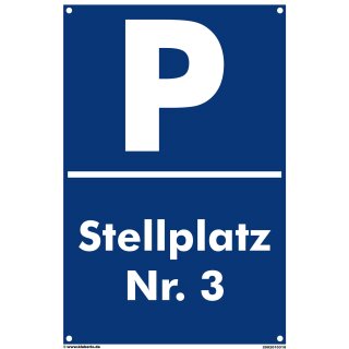 Parkplatzschild - Stellplatz 3 - 20 x 30 cm Verbotsschild Parkverbot Parkverbotsschild Verkehrs-Schilder Einfahrt freihalten parken verboten