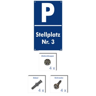 Parkplatzschild - Stellplatz 3 - 20 x 30 cm Verbotsschild Parkverbot Parkverbotsschild Verkehrs-Schilder Einfahrt freihalten parken verboten