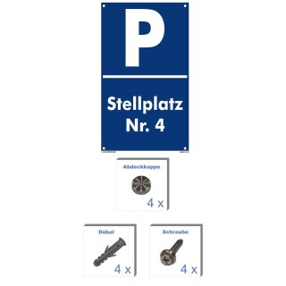 Parkplatzschild - Stellplatz 4 - 20 x 30 cm Verbotsschild Parkverbot Parkverbotsschild Verkehrs-Schilder Einfahrt freihalten parken verboten