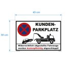 Parkplatzschild - Kundenparkplatz - 20 x 30 cm Verbotsschild Parkverbot Parkverbotsschild Verkehrs-Schilder Einfahrt freihalten parken verboten