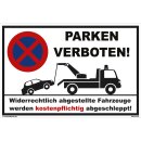 Parkplatzschild - Parken verboten - 20 x 30 cm...