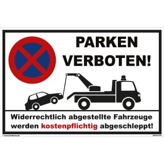 Parkplatzschild - Parken verboten - 20 x 30 cm Verbotsschild Parkverbot Parkverbotsschild Verkehrs-Schilder Einfahrt freihalten parken verboten