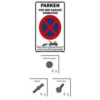 Parkplatzschild - Parken vor der Garage verboten! - 20 x 30 cm Verbotsschild Parkverbot Parkverbotsschild Verkehrs-Schilder Einfahrt freihalten parken verboten