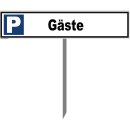 Parkplatzschild - Gäste - 52 x 11 cm mit Einschlagpfosten Verbotsschild Parkverbot Parkverbotsschild Verkehrs-Schilder Einfahrt freihalten parken verboten