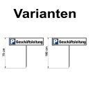 Parkplatzschild - Geschäftsleitung - 52 x 11 cm mit Einschlagpfosten Verbotsschild Parkverbot Parkverbotsschild Verkehrs-Schilder Einfahrt freihalten parken verboten