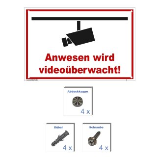 Schild Videoüberwachung  - Anwesen -  Warnschild Privatgrundstück Überwachungskamera Kameraüberwachung Hinweisschild