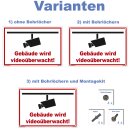 Schild Videoüberwachung  - Gebäude -  Warnschild Privatgrundstück Überwachungskamera Kameraüberwachung Hinweisschild