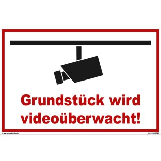 Schild Videoüberwachung  - Grundstück -  Warnschild Privatgrundstück Überwachungskamera Kameraüberwachung Hinweisschild