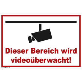 Schild Videoüberwachung  - Bereich -  Warnschild Privatgrundstück Überwachungskamera Kameraüberwachung Hinweisschild