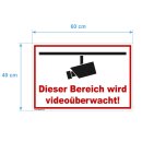 Schild Videoüberwachung  - Bereich -  Warnschild Privatgrundstück Überwachungskamera Kameraüberwachung Hinweisschild