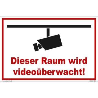 Schild Videoüberwachung  - Raum -  Warnschild Privatgrundstück Überwachungskamera Kameraüberwachung Hinweisschild