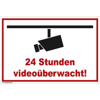 Schild Videoüberwachung  - 24 Stunden -  Warnschild Privatgrundstück Überwachungskamera Kameraüberwachung Hinweisschild