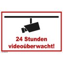 Schild Videoüberwachung  - 24 Stunden -  Warnschild...