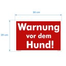 Hundewarnschilder - Warnung vor dem Hund! - Warnung vor dem Hund Schild Warnhinweis 20 x 30 cm gelocht & Kit