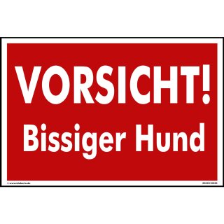 Hundewarnschilder - Vorsicht! Bissiger Hund - Warnung vor dem Hund Schild Warnhinweis