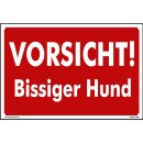 Hundewarnschilder - Vorsicht! Bissiger Hund - Warnung vor dem Hund Schild Warnhinweis 20 x 30 cm gelocht