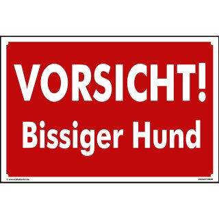 Hundewarnschilder - Vorsicht! Bissiger Hund - Warnung vor dem Hund Schild Warnhinweis 30 x 45 cm gelocht