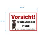 Hundewarnschilder Labrador - Vorsicht! Freilaufender Hund Betreten auf eigene Gefahr! - Warnung vor dem Hund Schild Warnhinweis 20 x 30 cm