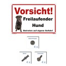 Hundewarnschilder Labrador -Vorsicht! Freilaufender Hund Betreten auf eigene Gefahr!- Warnung vor dem Hund Schild Warnhinweis 40 x 60cm gelocht & Kit