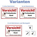 Hundewarnschilder Mops - Vorsicht! Freilaufender Hund...